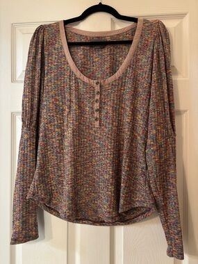 by Anthropologie Multicolor Top Puff Long - size Large